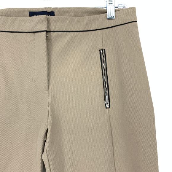 Piazza Sempione Slim Leg Equestrian Style Pant Womens Apx 30" Tan Zipper Detail - Picture 3 of 5